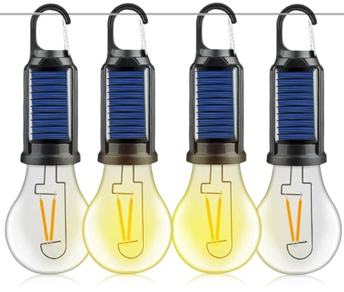 Lot de 4 lampes de camping rechargeables - 3 modes d'éclairage - Ampoule rechargeable avec batterie - Charge USB - Lanterne de camping LED - Mini luminosité réglable - Lumière de camping