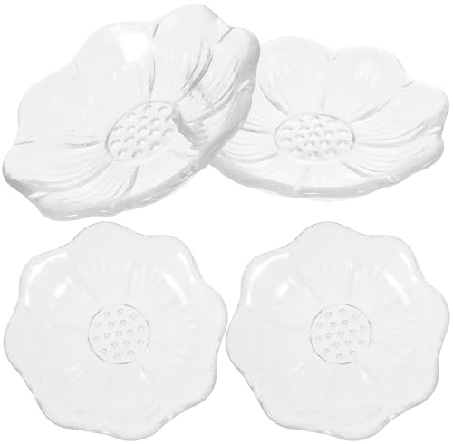 OSOLADY Posavasos de Cristal Transparentes 4 Piezas para Té, Platillos Decorativos Resistentes para Mesa, Accesorios de Vidrio Ideales para Hogar, Restaurante y Protección de Superficies