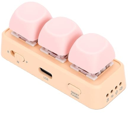 Bewinner Tastiera Programmabile a 3 Tasti |Doppia modalità Bluetooth/USB, Retroilluminazione RGB con Macro Personalizzabili per Giochi e produttività (PINK)