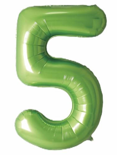 Folienballon Zahl 5 (Grün) von Trendario - XXL Riesenzahl 100cm Ballon - Helium Luftballons für Geburtstag, Partydeko, Hochzeit (Zahl 5, Grün)