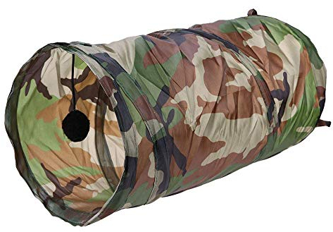 Aeromdale Hundetunnel Agility Pet Tunnel und Röhren zusammenklappbar Tunnel Spielzeug für kleine Hunde, Kätzchen und Kaninchen – Camouflage