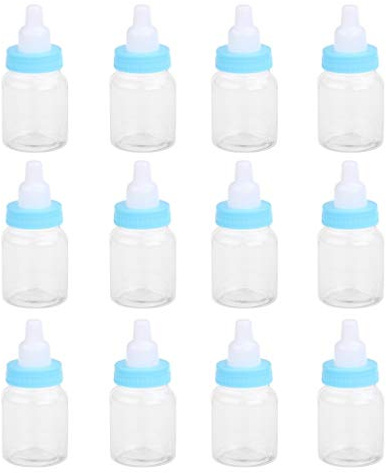 24Pcs Bottiglie di Caramelle Mini Bottiglie di Neonati Biberon Favore Mini Bottiglia di Caramelle di Plastica Ragazzo Ragazza Neonato Battesimo Decorazione Festa di Compleanno (Blu)