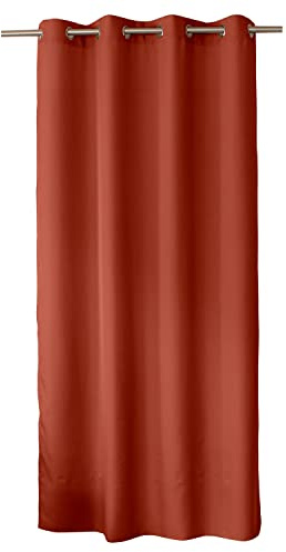 ED Enjoy Home - Cortina Decorativa con Ojales Plateados, 140 x 240 cm, Terracota, 100% poliéster, satén, colección básica