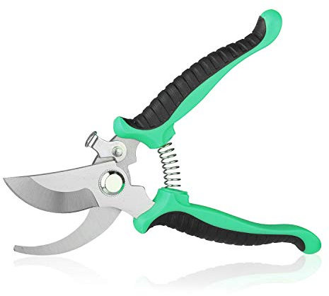 VPMeetx Secateurs Pruning Scissors - Professional High Carbon Alloy Steel Garden Shears Bypass Pruning Shears Lightweight Hand Pruner with Locking Mechanism (Green Secateurs)