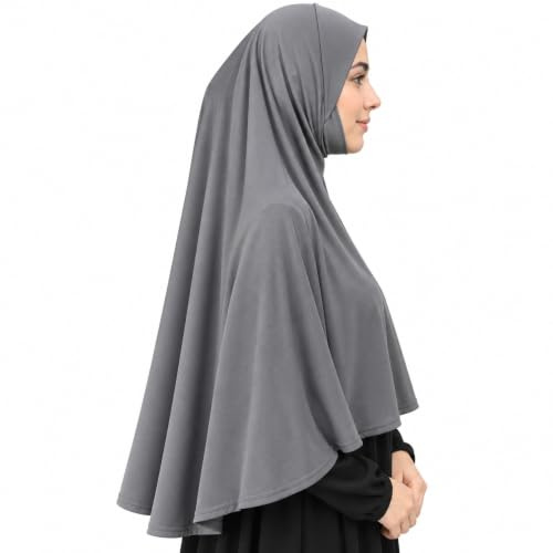 Yaqeen aparell XL one piece al Amira instant Hijab with chin cover ideal for Home/Office/Mosque/Madrassa/Umrah/Hajj/Ramadan/Eid/Gift (Dark Grey)