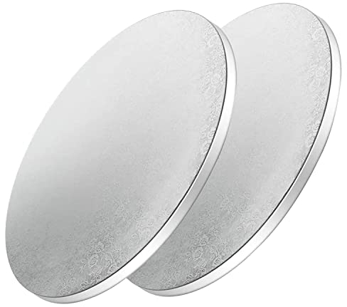 LWAIX Cake Board 30cm Rund 12mm Cakeboard Tortenunterlage Rund Pappe Wiederverwendbar Torten Unterplatten für Transport Kuchen und Torten 2STK (Silber)
