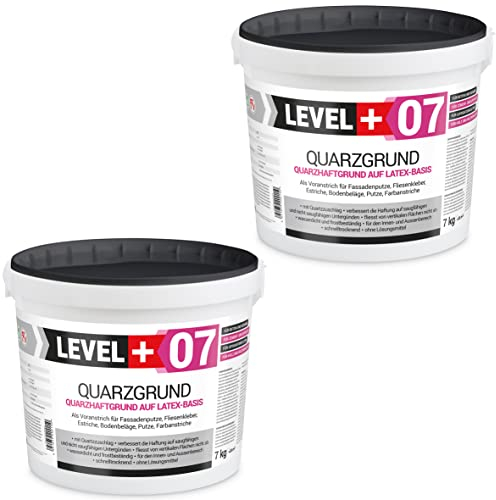 LEVEL+ Base de cuarzo para yeso de 14 kg, imprimación para hormigón, yeso, imprimación blanca, interior y exterior RM07