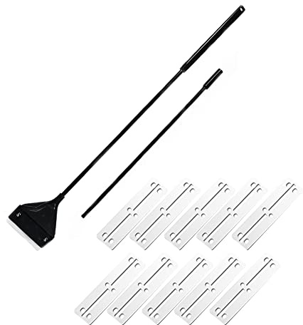 Y- Y- Y- Y - Grattoir à algues pour aquariums Nettoyeur d'aquarium Nettoyant d'entretien Grattoir Tige d'extension et 10 lames