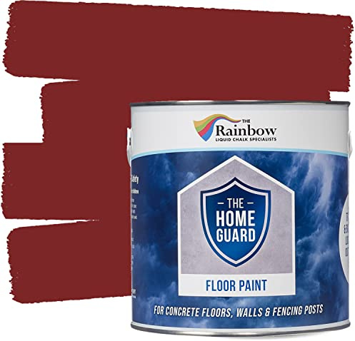 RAINBOW CHALK MARKERS LTD HOME GUARD FLOOR PAINT Hard Wearing Water-Based Paint that is ideal for Interior and Exterior Concrete, Patio Floors. Satin Finish (5 Litre, Red)