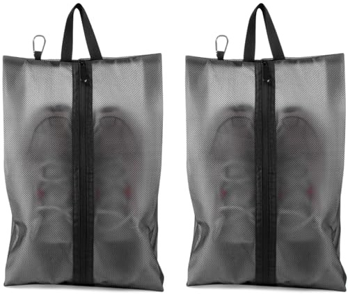 2 Pack Shoe Bags for Travel, Sneaker Bags, Waterproof Travel Shoe Bags with Zipper for Packing, Golf Shoe Dust Bags for Man and Women, Medium, Black