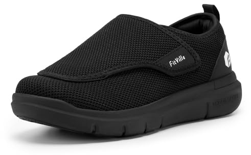 FitVille Womens Diabetic Shoes Extra Wide Fit Trainers, Adjustable Easy Close Orthopedic Slippers for Swollen Feet Plantar Fasciitis 6.5 Wide