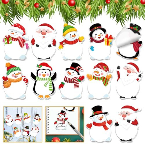 Haftnotizen Klebezettel Weihnachten,12 Stück Sticky Notes Weihnachten,Winterthema selbstklebende haftnotizzettel,Haftnotizen für Arbeit,Schule,Deko & Aufgabenlisten,Kleine Geschenke für Kinder