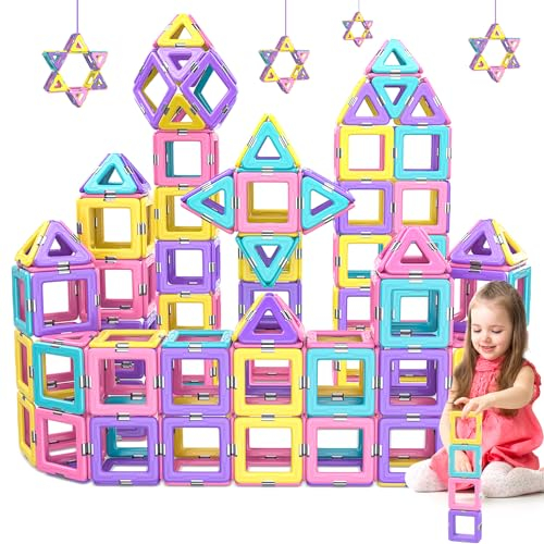 COOLJOYA Magnetische Bausteine, Magnetbausteine Spielzeug ab 2 Jahre, Magnetspiel Geschenk Mädchen ab 2 Jahre, Farbenfrohe Magnete Kinder Mädchen Junge ab 3 4 5 6 7 8 Jahre (2024)