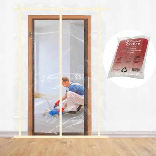 V-Pro Barrière anti-poussière avec porte à fermeture éclair, transparente, autocollante, en plastique imperméable. Système de barrière de 241,9 x 121,9 cm. Protection contre la poussière pour