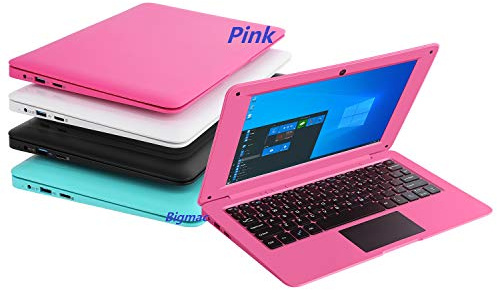 Bigmachine 10 Inch Windows 10 Computer Laptop, 2GB RAM, 32GB Storage, 6 Colours, 6000mAh Battery, Mouse and Charger Included, HDMI (Dark Pink)