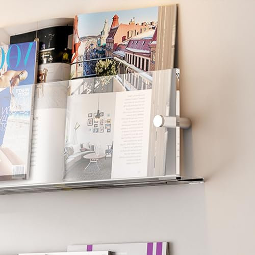 Zeitschriftenständer aus transparentem Acryl, Wandmontage, Bücherregal, Aufbewahrungsnizer für Büro, Wartezimmer, 3 Stück, 40 cm, stilvoller Broschürenhalter und Zeitungsständer