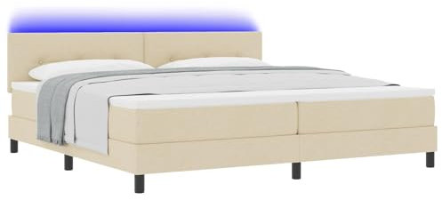 vidaXL Boxspringbett mit Matratze Creme 200 x 200 cm Stoff, Elegantes Bett-Design, modernes Schlafzimmer-Dekor, funktionale Schlaflösung, robuste Boxspring, vielseitig.