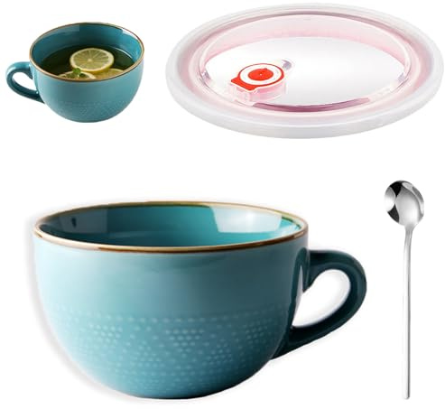 Tazza da Caffè Grande, Tazza in Ceramica da 700 ml, Tazza da Caffè in Ceramica, Ciotola per Yogurt, Riutilizzare Ciotola per Cereali, Tazza per Cappuccino, Lavabile in Lavastoviglie(Blu)