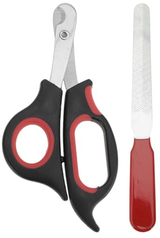 CAPASTEC Coupe-Griffes pour Chiens avec Dispositif De Sécurité et Lime, Chat Coupe-Ongles Les Ciseaux, Outil De Soin pour Lapins, Chatons, Cobayes, Oiseaux Et Petits Animaux, Noir Rouge