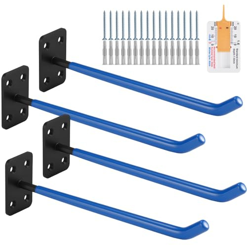 MHHO-WG Porta Gomme Auto da garage,Supporto per pneumatici da parete in 4 pezzi, grande gancio per garage, blu, adatto per tubi da giardino, sedie pieghevoli e scale
