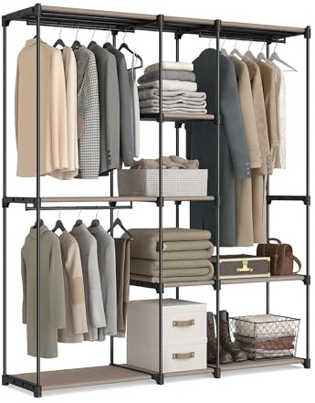 Relaxdays Perchero, Armario Abierto, estantes y Barras para Colgar, Sistema Modular Flexible, Blanco
