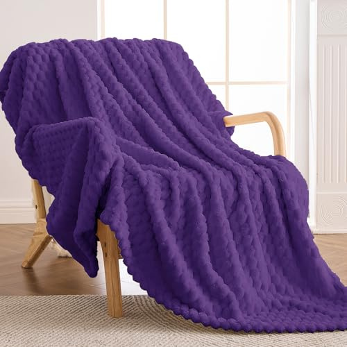 Vielit gosig filt, fluffig 150x200 cm – Ultramjuk fleecefilt för soffa & soff, varm hem- & kuscheldecke, lätt soffpläd, mysig sofföverkast, andningsbar & lättvårdsfilt Violet