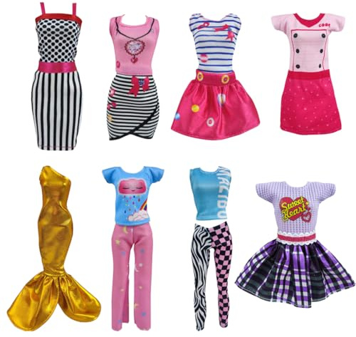 OUDQFCJ Set de 8 Ropa para Muñecas, incluye 8 conjuntos completos para muñecas de 11,5 pulgadas