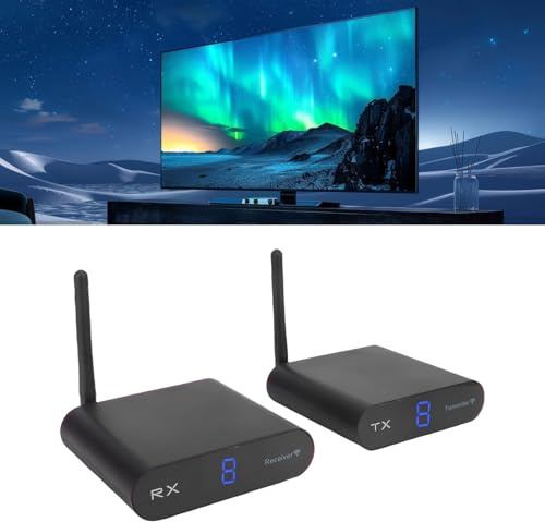 Jectse Récepteur et émetteur AV à 5,8 GHz, Kit D'émetteur-récepteur Vidéo sans Fil, Distance de 300 M, Affichage D'écran Numérique, Support Stéréo PAL NTSC, Interface AV (Prise UE)
