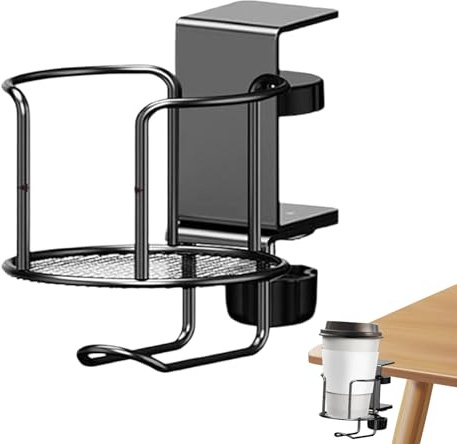 Metal Cup Holder, 2-in-1 Anti-Spill Desk Drink Holder for Chair, Couch, Bed, Car, Boat, Classroom, Office, Home, Game Room, Cruise