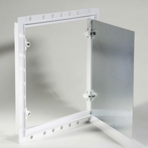 Sportello Ispezione Piastrellabile Magnetico 30 x 30 cm Botola di Ispezione per Muratura e Cartongesso in PVC e Lamiera Zincata, Sportello Tecnico Incasso per Piastrelle Ceramica, Apertura Invisibile