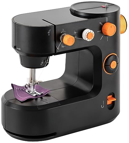 Mini macchina da cucire elettrica portatile | Con pedale e illuminazione LED | 5 tipi di punto, filo doppio e cucitura all'indietro | Per principianti e hobbisti | Ideale per riparazioni a casa