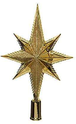 Gold Christmas Tree Star Topper Luxury Shatterproof Glitter Star Tree Decoration