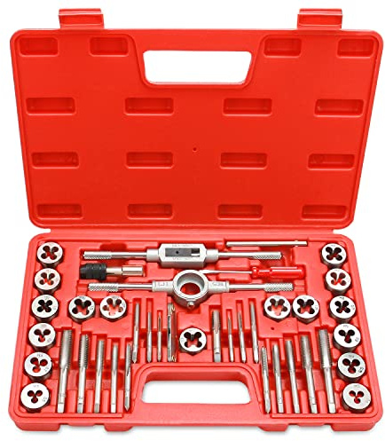 EFFICERE 40-Piece Premium Tap and Die Set, Metric Screw Threads M3, M4, M5, M6, M7, M8, M10, M12, Both Coarse and Fine Types | Essential Threading Tool Kit with Complete Handles, Accessories and Case