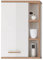 Pelipal Badezimmer Hängeschrank Quickset 923 in Weiß Glanz/Riviera Eiche quer Nachbildung, 50,5 cm breit | Bad Wandschrank mit 1 Tür, seitlichen Ablagefächern und 2 Glas-Einlegeböden