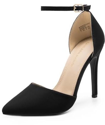 DREAM PAIRS Wedding Stiletto Shoes, Toe Ankle Strap High Heel Party Shoes, Size 40.5, Gold/Glitter, Oppointed_Lacey | Closed Toe Pointed Toe Ankle Strap Dress Comfortable Pumps Shoes for Wedding Party Dancing