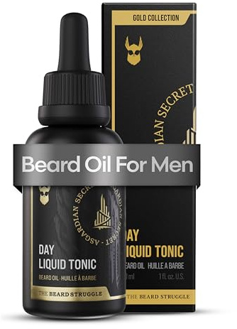 The Beard Struggle - Day Liquid Tonic Beard Oil - Gold Collection, Asgardian Secret - Beard Oil for Men - Moisturize, Softens Hair, Reduces Itch - Day Time Beard Growth Oil (1 Fl oz)