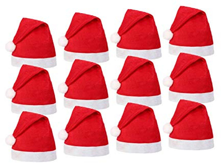 SoMulti Lot de 12 Bonnets De Père Noël Classique Taille Adulte