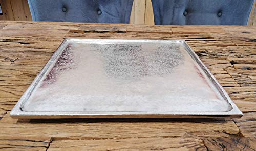 MichaelNoll Dekoteller Dekotablett Schale Dekoplatte Aluminium Silber XL 35x35x2 cm (35x35x2 cm)