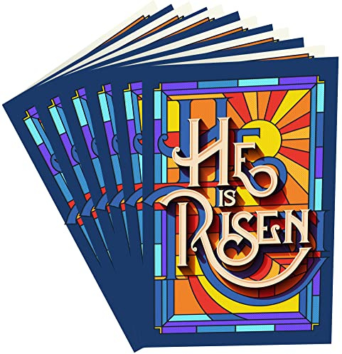 Prime Greetings 6 Pack Religious Easter Card, Made in America, Eco-Friendly, Thick Card Stock with Premium Envelope 5in x 7.75in, Packaged in Protective Mailer