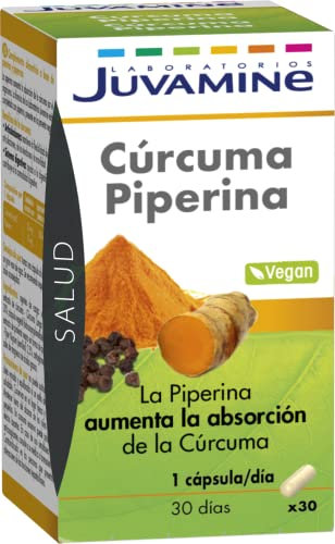 JUVAMINE - Cúrcuma Piperina - 30 Cápsulas - Articulaciones - Digestión - Bienestar - Fórmula Natural para Mejorar la Movilidad y el Confort Digestivo - Formato 1 mes