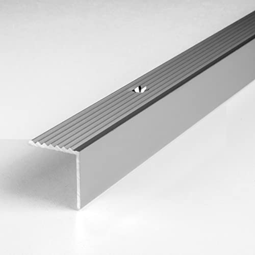 PROVISTON | Edge de escaleras | Aluminio anodizado | Plata | Ancho 20 mm | Altura 20 mm | Longitud 1000 mm | Perforado | Perfil de borde de la escalera | Ángulo de escalera