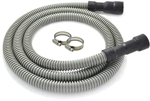 TTFLEX Dishwasher Drain Hose 6 FT, Flexible Discharge Dishwasher Hose with Stainless Steel Clamps, Trim to Fit 11/16, 1, or 1-1/8 Dishwasher End, Fit 5/8, 3/4, or 1 Garbage Disposal/Sink End