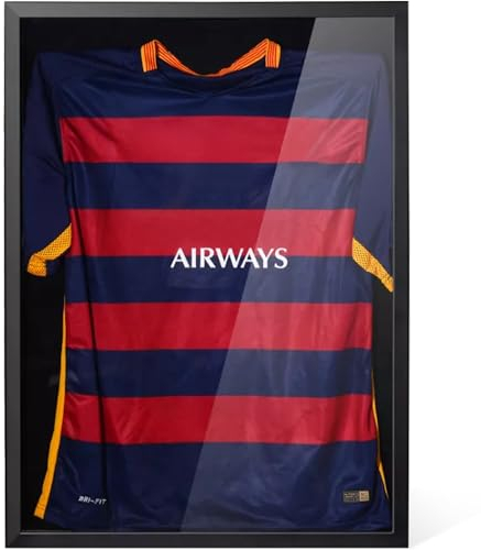 Avalo Objektrahmen - Einrahmung Fußballtrikot - 3D Box Frame - 60x80 CM - Schwarz - Deep Frame - Trikot Einrahmung in Bilderrahmen