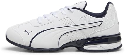 PUMA Unisex Tazon 7 Evo Road Running Shoe, White Navy, 44.5 EU