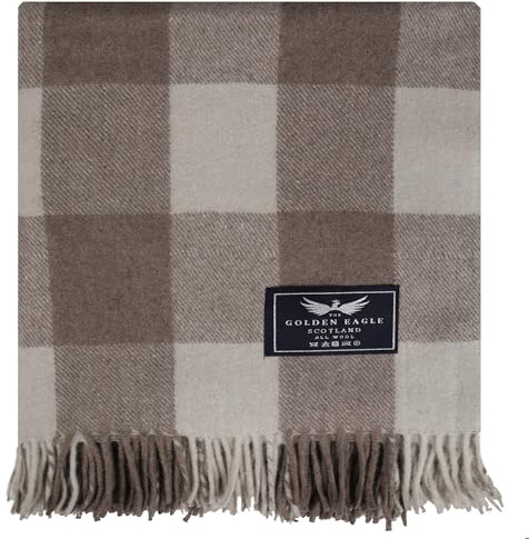 The Golden Eagle Scottish Tweed Wool Large Blanket Tartan Rug with Check Pattern for Warm Winter (Jacob)