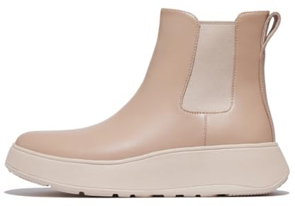 Fitflop Stivali Chelsea Flatform in pelle F-mode da donna, Beige classico, 41 EU
