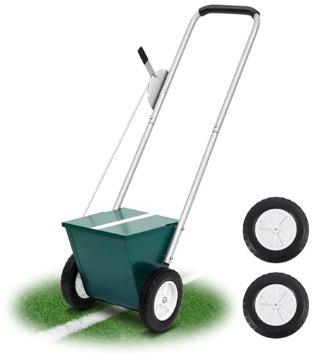 PullCrease Baseball and Softball Field Dry Line Chalker with 2 Replacement Wheels, Wheeled Heavy Duty Steel Infield Dry Line Marker Machine, Standard Athletic Field Chalk Line Machine 2 to 4 Lines