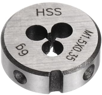 QUARKZMAN Filières à Fileter Rondes, Filetage Métrique M1.5 x 0.35 (Droite), Acier Rapide (HSS) Outil de Réparation de Filière de Coupe de Vis