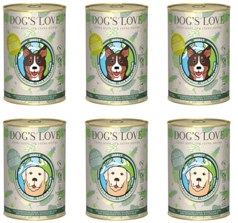 Dog'S Love Nourriture humide pour chiens | Variété insecte | 6 x 400 g | (3 x insectes et lapins, 3 x insectes et poulet)