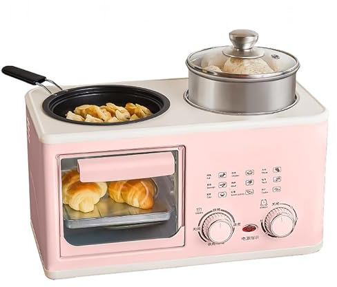 4-i-1 Frukostmaskin, 1200w Multifunktionell Frukostbryggare Med 8l Dubbel Ugn Och Fördjupning 1l Kokkärl, Frukoststation Med ångkokare Och Timer, För Lägenhets Litet Kök pink